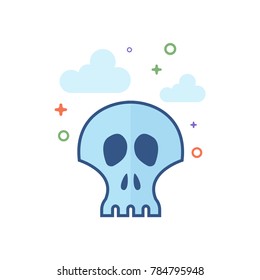 Skeleton icon in outlined flat color style. Vector illustration.