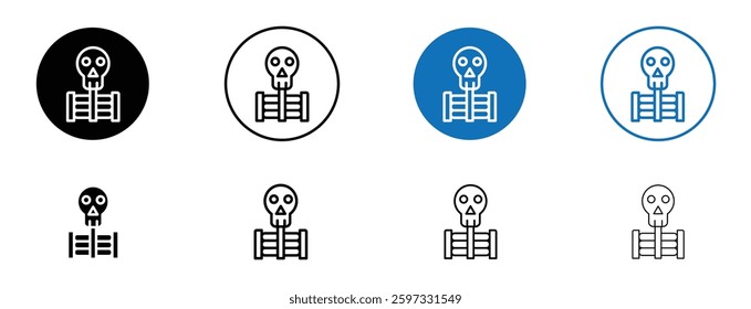 Skeleton icon set in black and blue colors on white background