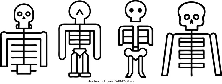 skeleton icon set	Line Icon. Editable Stroke.