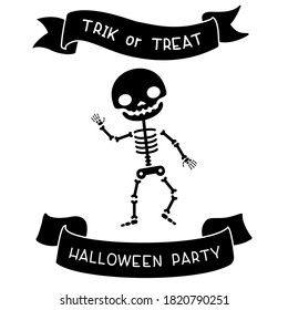 Skeleton icon vector. Halloween illustration sign.