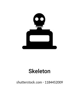 Skeleton icon vector isolated on white background, logo concept of Skeleton sign on transparent background, filled black symbol