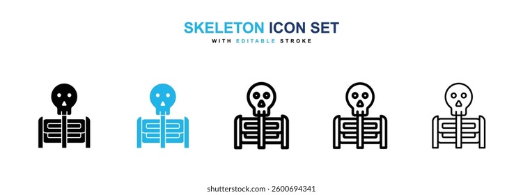 Skeleton icons graphics set in black and blue colors