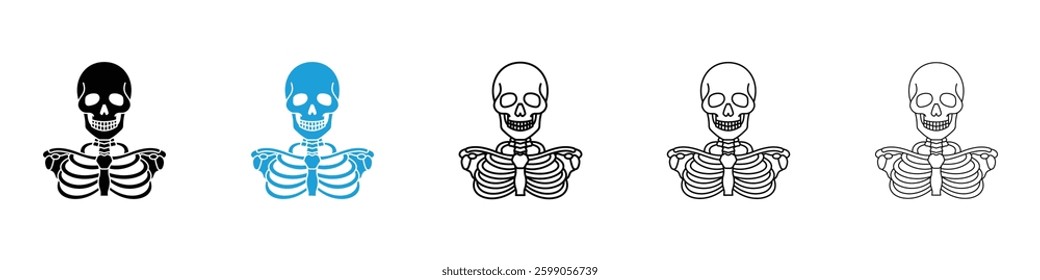 Skeleton icons vector illustrations in black and blue colors for web and ui designs