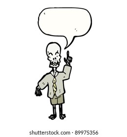 skeleton with idea cartoon