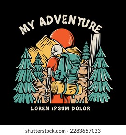 skeleton illustration adventure to wildlife