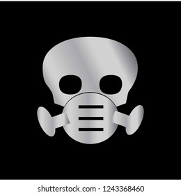 Skeleton illustration with metal chrome effect design vector