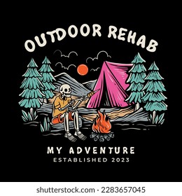 skeleton illustration outdoor camping activity