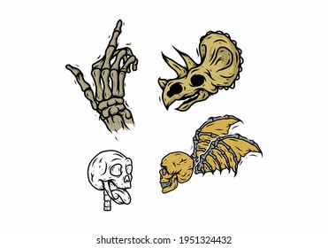 Skeleton illustration set of human and animal design