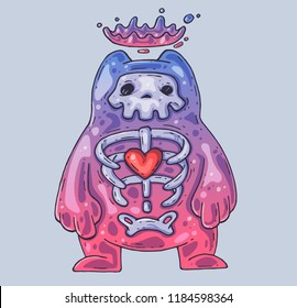 skeleton in a jelly monster. Cartoon illustration for print and web. Character in the modern graphic style.