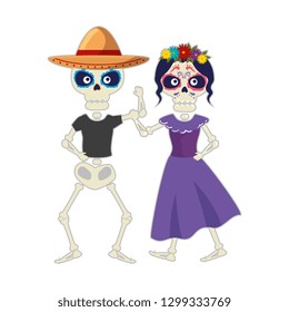 skeleton of katrina and mariachi characters