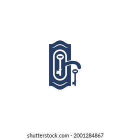 Skeleton key door handle for home logo design