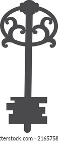 Skeleton Key Icon. Black Retro House Symbol Isolated On White Background