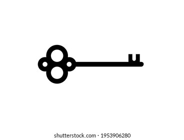 Skeleton Key Icon Sign Vector Black Silhouette