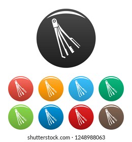 Skeleton key icons set 9 color vector isolated on white for any design