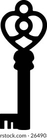 Esqueleto Silhueta Chave Vetor Ilustração - Silhueta preta simples de estilo antigo vintage esqueleto chave isolada em um fundo branco sólido