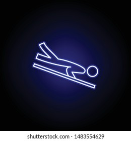 skeleton line icon in neon style. Element of winter sport illustration. Signs and symbols icon can be used for web, logo, mobile app, UI, UX