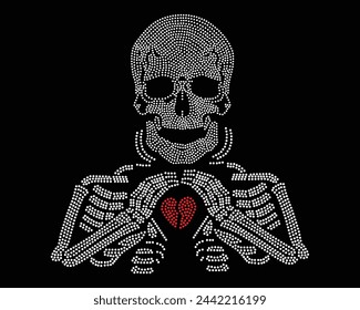 the skeleton Logo Vector Rhinestone t-shirt design