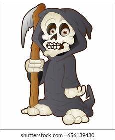 Skeleton of a man with a scythe