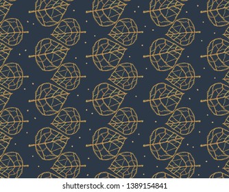 Skeleton maple leaves pattern. Seamless vector background