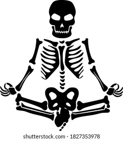 Skeleton meditates silhouette vector. Halloween
