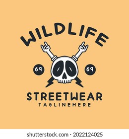 Skeleton with metal hand and lightning illustration. Vector graphics for t-shirt prints and other uses.