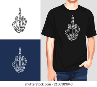 Skeleton Middle Finger T-Shirt Design