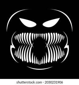 The skeleton of the monster. Toothy monster. Halloween. Sharp teeth