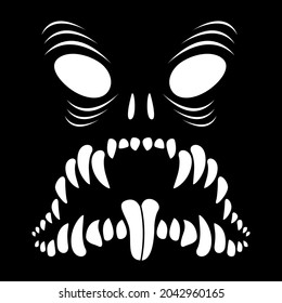 The skeleton of the monster. Toothy monster. Halloween. Sharp teeth