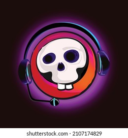 Skeleton with music and game headphones