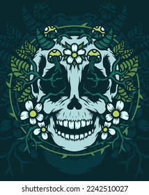 Skeleton of nature hand drawn illustration design concepts