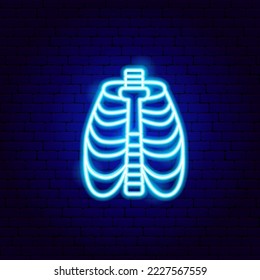 Skeleton Neon Sign. Vector Illustration of Medical Human Health Objects.