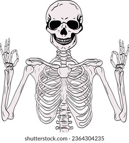 Skeleton ok hand. Halloween concept vector illustration