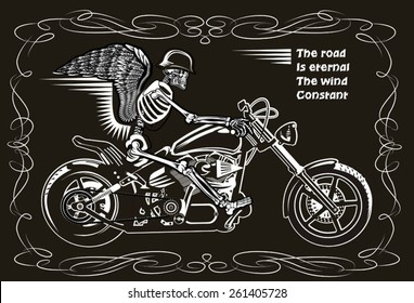 Skeleton on Motorbike