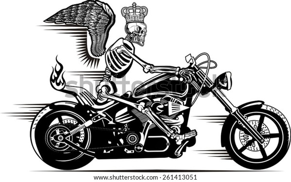 Skeleton On Motorbike Stock Vector (Royalty Free) 261413051 | Shutterstock