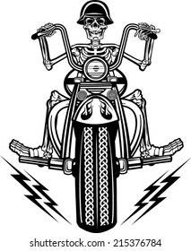 skeleton on motorcycle