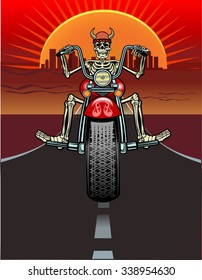 skeleton on motorcycle