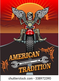 skeleton on motorcycle