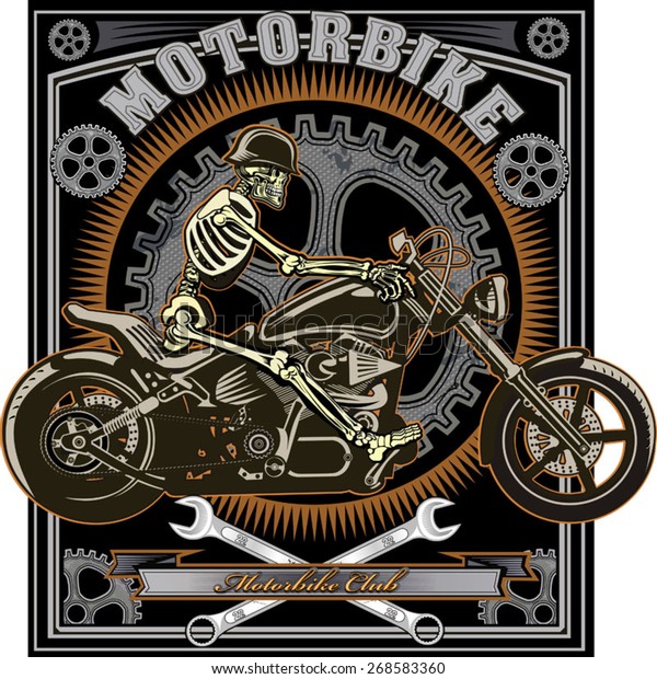 Download Skeleton On Motorcycle Stock Vector (Royalty Free) 268583360