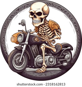 skeleton on a motorcycle Riding vector Illustration