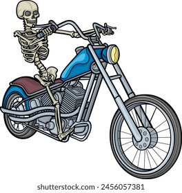 
skeleton on a motorcycle, , vintage design t shirts

