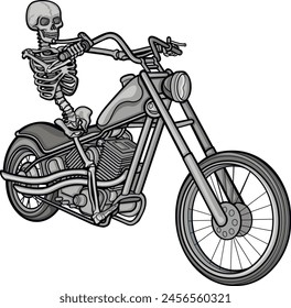 
skeleton on a motorcycle, , vintage design t shirts

