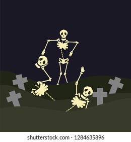 skeleton on the move. vector illustration