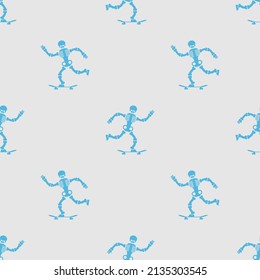 Skeleton on skateboard pattern seamless. skeleton skateboarding background
