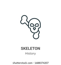 Skeleton outline vector icon. Thin line black skeleton icon, flat vector simple element illustration from editable history concept isolated stroke on white background