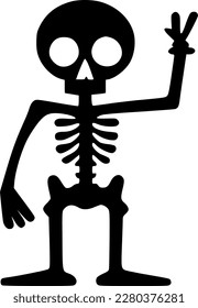 Skeleton Peace Sign - Black and White Isolated Icon - Vector illustration