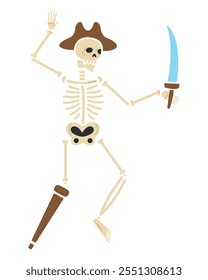 skeleton pirate character isolated design