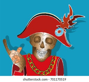 Skeleton in the Pirate Clothes. Vector illustration