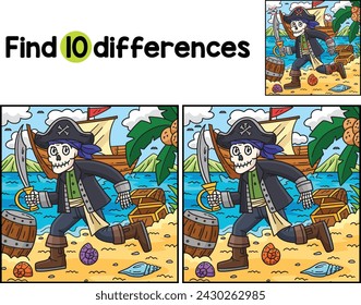 Skeleton Pirate with Cutlass Find The Differences