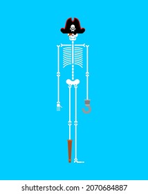 Skeleton pirate isolated. Filibuster dead. vector illustration