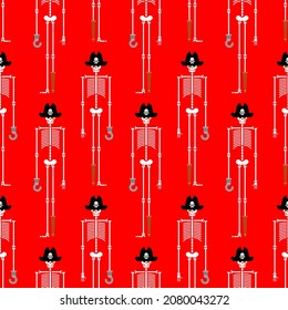 Skeleton pirate pattern seamless. Filibuster dead background. vector texture